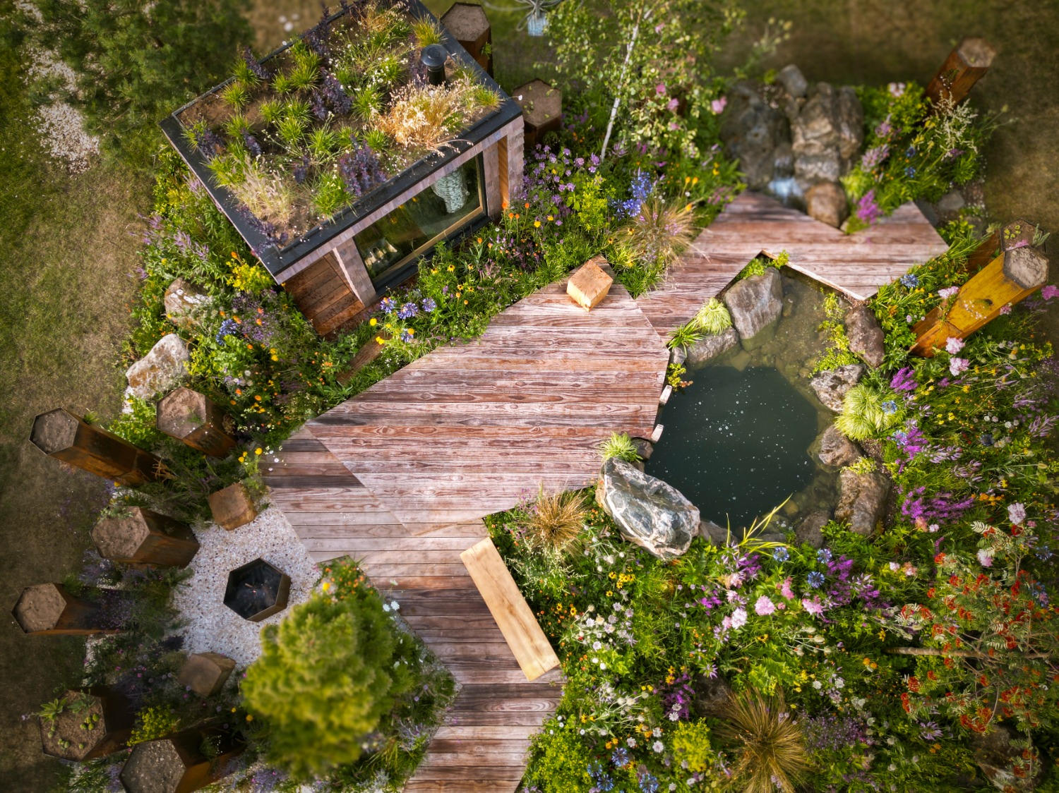Aerial of the garden