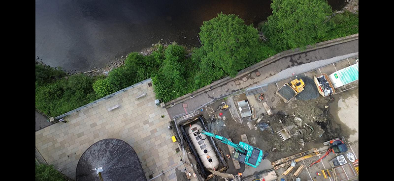 Aerial footage of Loch Lomond excavation