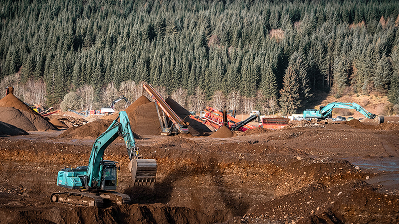 Construction machines on golf course