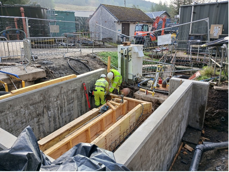 Construction work at Tyndrum Wastewater Treatment Works